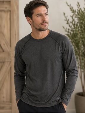 EVERLAST Minimalist Men's Charcoal Long Sleeve Tee Sz L